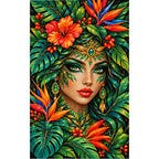 Tropical Forest Goddess Diamond Painting Kit — Finished white-background diamond painting