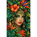 Tropical Forest Goddess Diamond Painting Kit — original white-background artwork