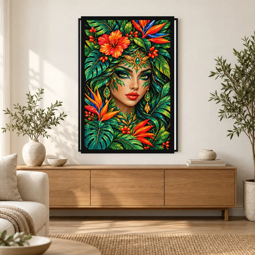 Tropical Forest Goddess Diamond Painting Kit — Home decor scene