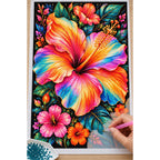Tropical Hibiscus Bloom Diamond Painting Kit — Diamond painting process