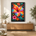 Tropical Hibiscus Bloom Diamond Painting Kit — Home decor scene