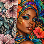 Tropical Hibiscus Queen Diamond Painting Kit — Diamond and canvas detail