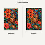 Tropical Hibiscus Queen Diamond Painting Kit — No Frame and Framed comparison