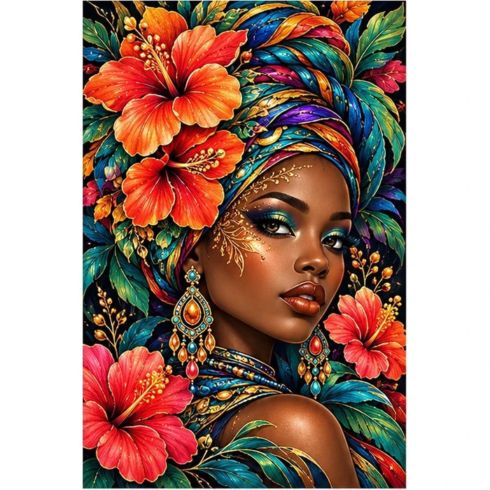 Tropical Hibiscus Queen Diamond Painting Kit — original white-background artwork