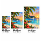 Tropical Island Sunset Sailboat size guide