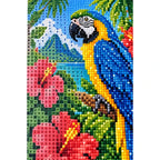 Tropical Macaw Hibiscus Diamond Painting Kit diamond and canvas detail