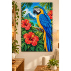 Tropical Macaw Hibiscus Diamond Painting Kit home decor scene