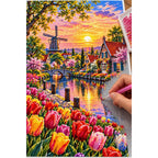 Tulip River Dutch Cottages — diamond painting process with applicator pen
