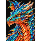 Turquoise Coral Mosaic Dragon finished diamond painting on white background