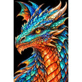 Turquoise Coral Mosaic Dragon original artwork on white background
