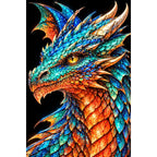 Turquoise Coral Mosaic Dragon original artwork on white background
