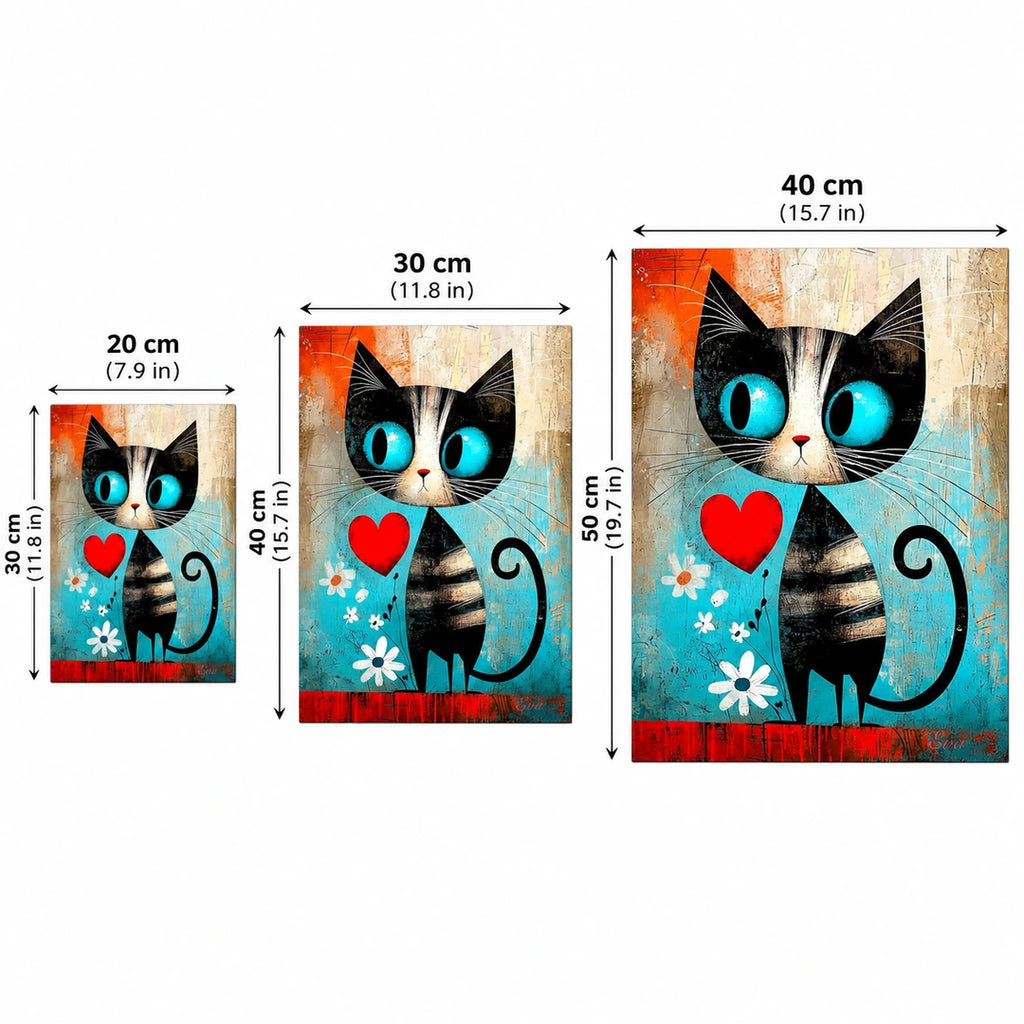Turquoise Heart Cat Diamond Painting Kit diamond detail