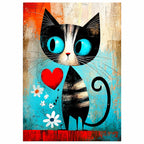Turquoise Heart Cat Diamond Painting Kit No Frame and Framed comparison