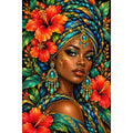 Turquoise Hibiscus Queen original artwork on white background
