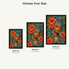 Turquoise Hibiscus Queen 20 by 30, 30 by 40, and 40 by 50 centimeter size guide