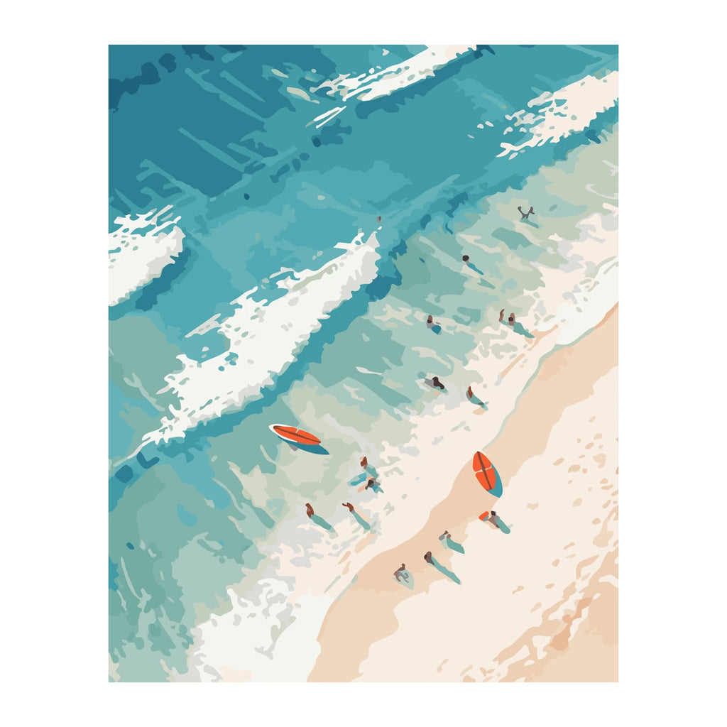Turquoise Shoreline Aerial completed artwork on a clean white background
