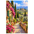 Tuscany Cypress Road Spring original artwork on white