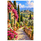 Tuscany Cypress Road Spring original artwork on white