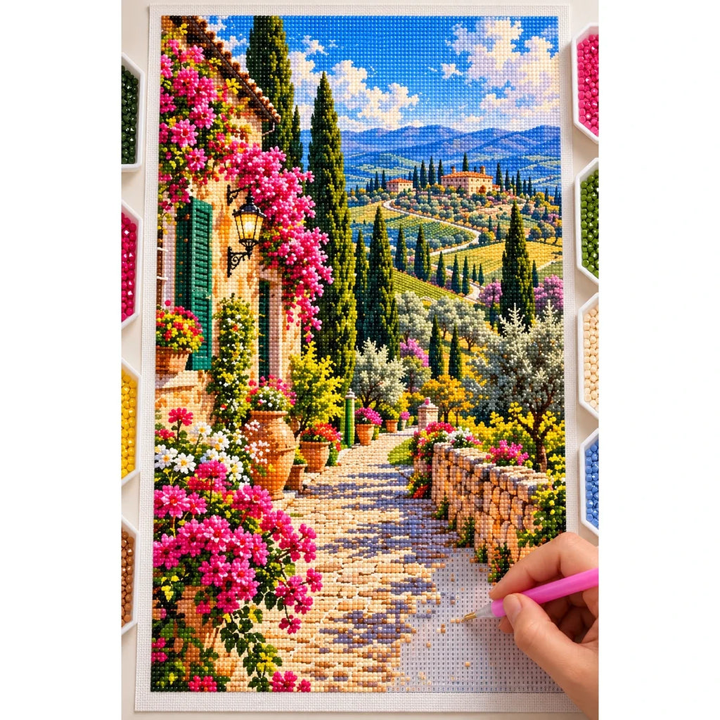 Tuscany Cypress Road Spring diamond painting process