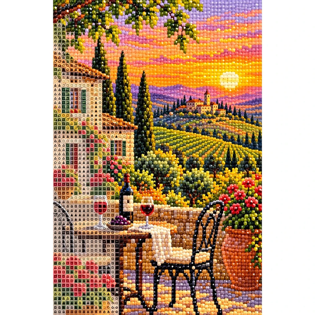 Tuscany Vineyard Terrace diamond and canvas detail