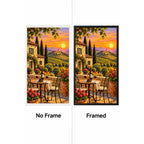 Tuscany Vineyard Terrace No Frame and Framed comparison
