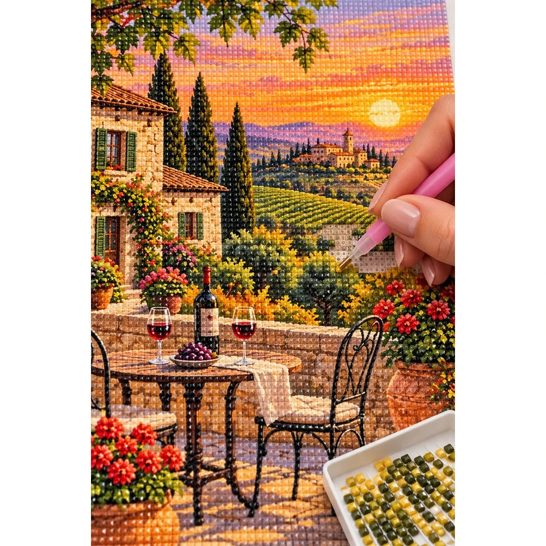 Tuscany Vineyard Terrace diamond placement process