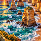 Close-up of drill details in the Twelve Apostles Coast diamond painting.