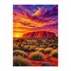 White-background finished diamond painting of Uluru Sunset.