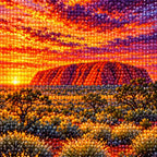 Close-up of drill details in the Uluru Sunset diamond painting.