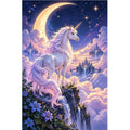 Unicorn Crescent Moon Diamond Painting Kit original artwork on white background
