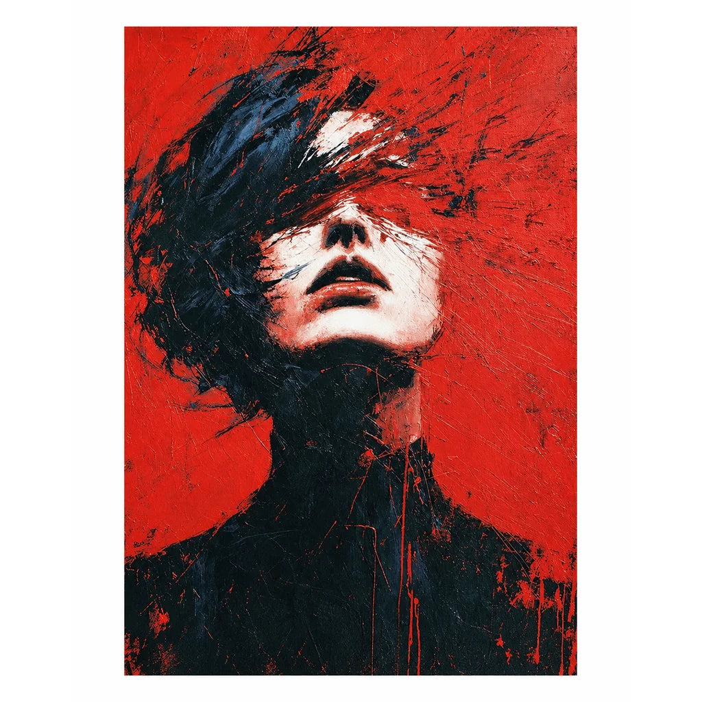 Upward-Looking Woman in Red and Black: original