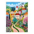 floral village forked path original artwork on a white background