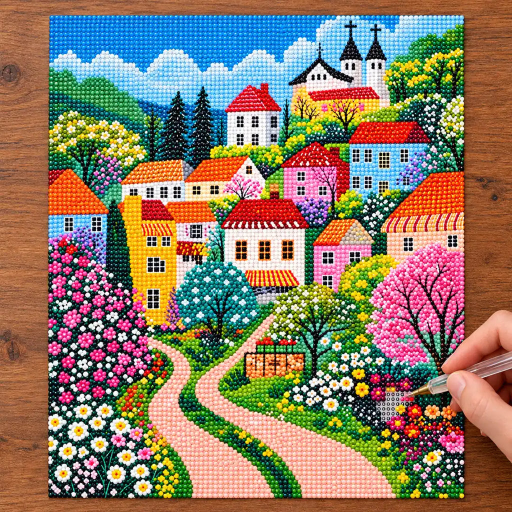 floral village forked path diamond painting process