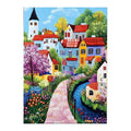 lavender canal village original artwork on a white background