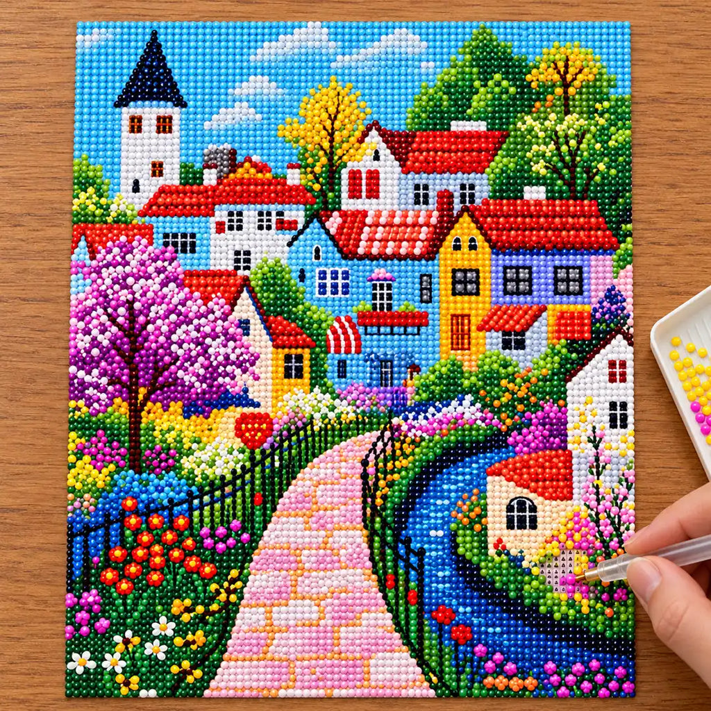 lavender canal village diamond painting process