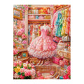 pink gown dressing room original artwork on a white background