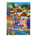 tuscan river village original artwork on a white background