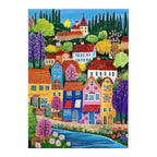 tuscan river village original artwork on a white background