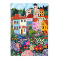 wildflower river cottage village original artwork on a white background