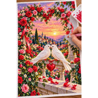Valentines Doves Heart Rose Arch — diamond painting process with applicator pen