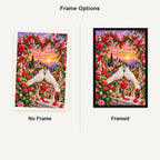 Valentines Doves Heart Rose Arch — No Frame and Framed style comparison