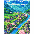 Finished diamond painting of Valley Of Blossoms, showing the complete artwork.