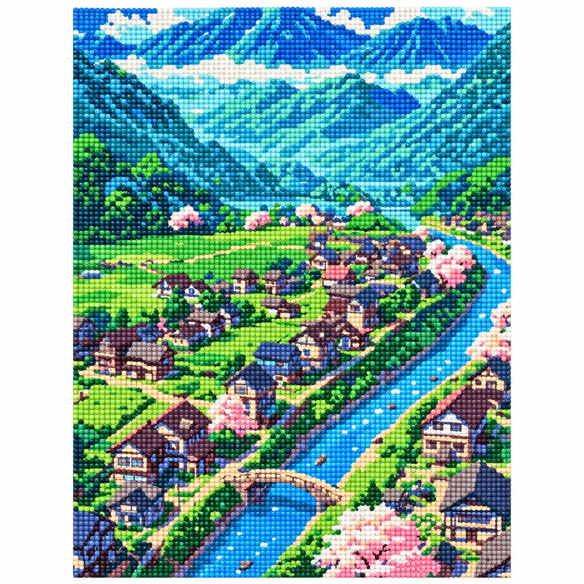 Finished diamond painting of Valley Of Blossoms, showing the complete artwork.