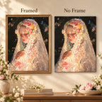 Framed and no-frame comparison for Veiled Floral Prayer artwork.