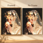 Framed and no-frame comparison for Veiled Glowing Shell artwork.