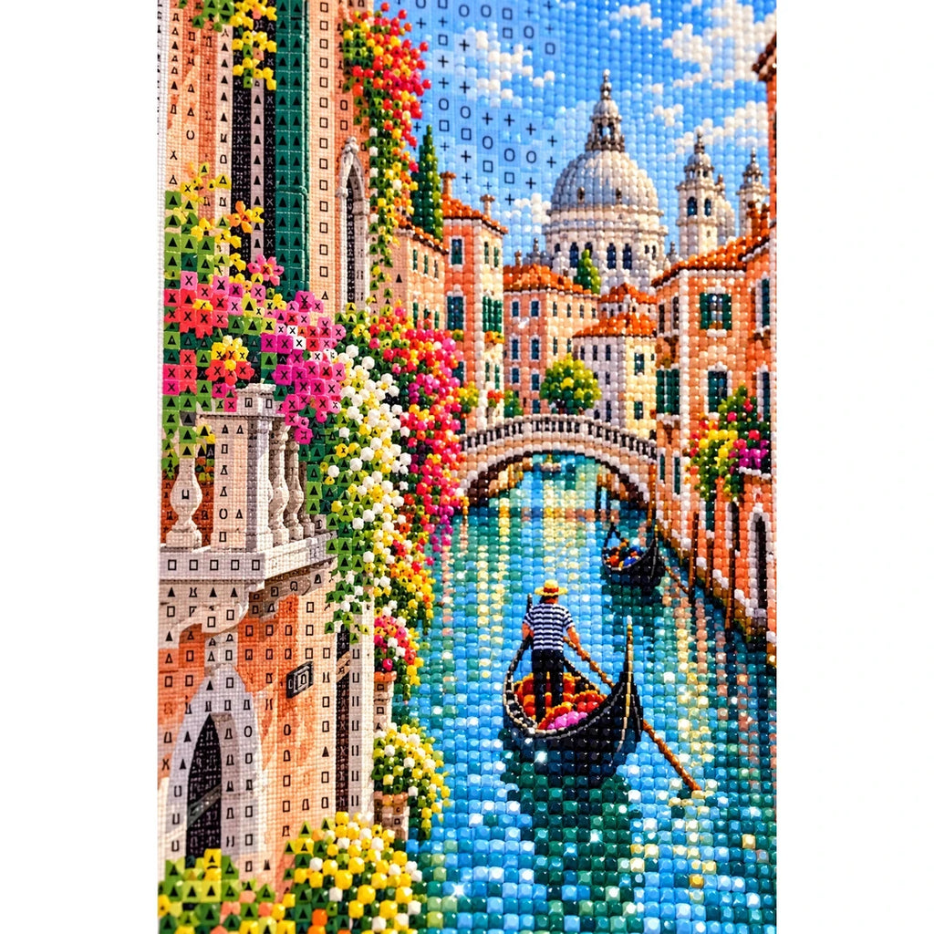Venice Flower Canal diamond and canvas detail