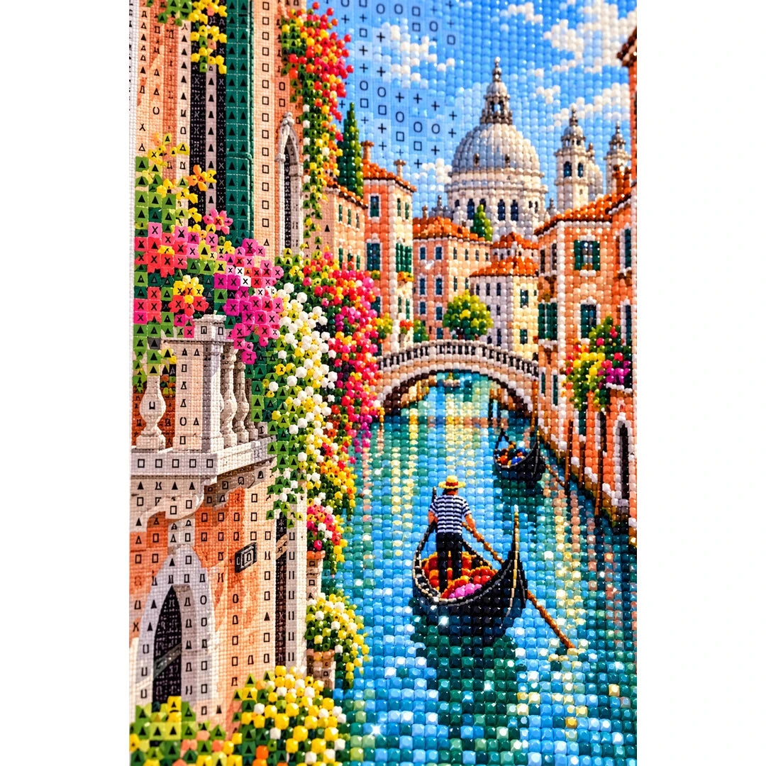 Venice Flower Canal diamond and canvas detail