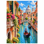 Venice Flower Canal finished diamond artwork on white background