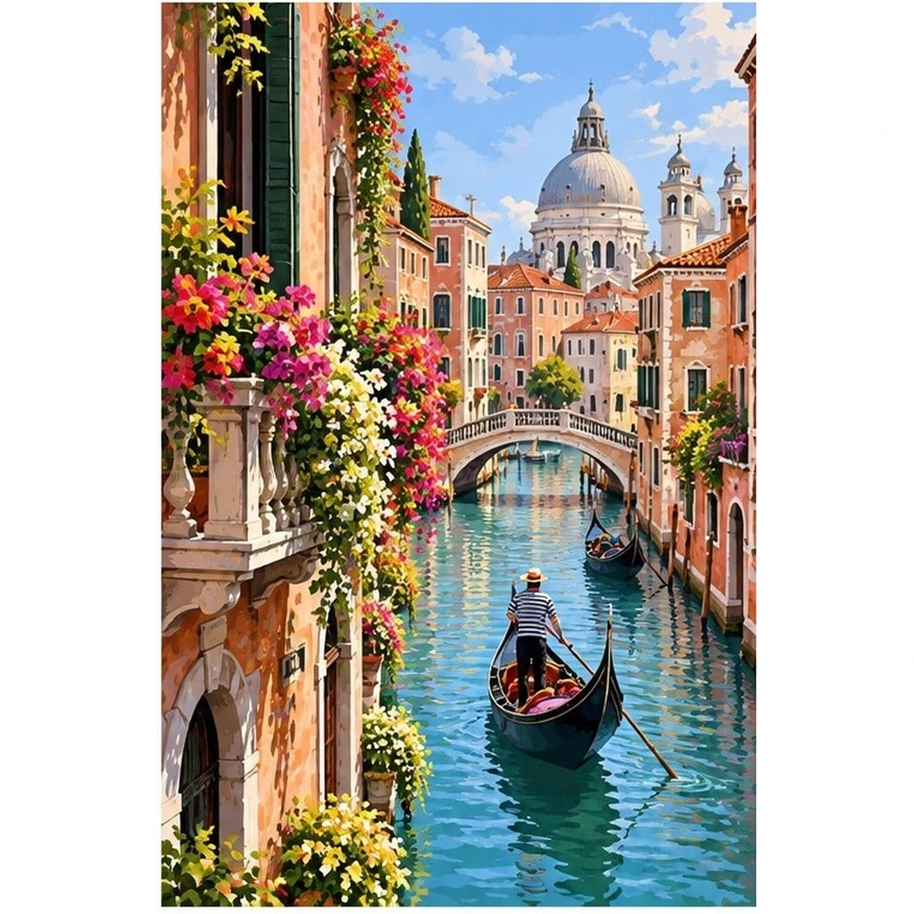 Venice Flower Canal original artwork on white background