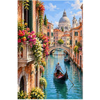 Venice Flower Canal original artwork on white background